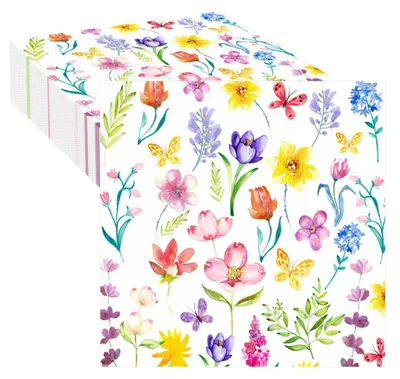 Servietten Blumenmotiv 80 Stück 33x33 cm für Feste