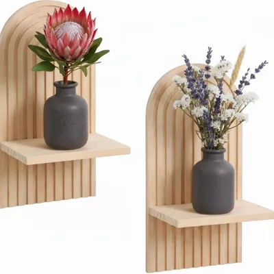 Produktbild von Holz Wandregal Set von 2 für Pflanzen und Dekoration
