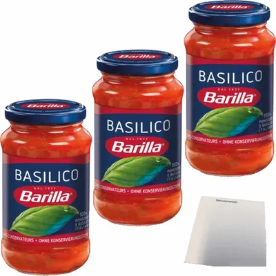 Produktbild von Barilla Basilico Sauce 3er Pack (3x400g Glas) + usy Block