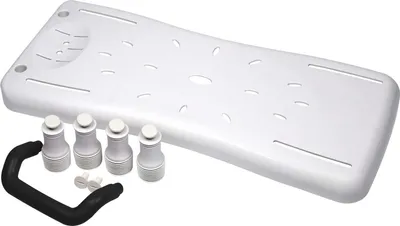 Image de YARDIN Planche de bain 70cm Siège de baignoire pour personnes âgées avec poignée noire et porte-savon, Siège de baignoire réglable Planche de siège pour adultes jusqu'à max.150kg