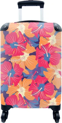 Produktbild von MuchoWow® MuchoWow® Koffer Handgepäck Trolley Rollkoffer Kleine Reisekoffer mit 4 Rollen - Sommer - Blumen - Hawaii - Muster - Cabin Size < 55x40x23 cm & 55x40x20 cm - Fotokoffer - Kabinenkoffer - Boa
