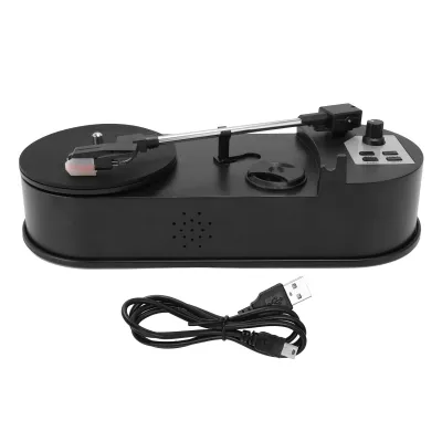 Zdjęcie produktu dla Mini gramofon - przenośny konwerter USB na MP3, obsługujący prędkości 33/45 obr