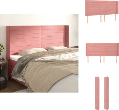 Produktbild von vidaXL Kopfteil mit Ohren Rosa 203x16x118/128 cm Samt -  Kopf- & Fußenden