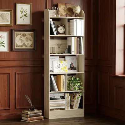 Produktbild von Bücherregal mit 6 Fächern, 24 x 60 x 170 cm, Eichenbeige | Bücherschrank, Standregal, Aufbewahrungsregal, für Wohnzimmer Büro Schlafzimmer