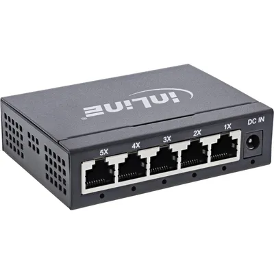 Produktbild von InLine Gigabit Netzwerk Switch 5-Port, 1Gb/s, Desktop, Metallgehäuse, lüfterlos, Gigabit Ethernet (10/100/1000), Vollduplex