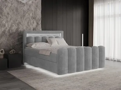 Obrázek produktu pro Chilly Möbel Design Postel Luméra - Komfortní boxspringová postel s efektem vznášení, úložným prostorem, LED osvětlením, matrací a topperem 140x200 cm / H2 / Monte / Tmavě šedá