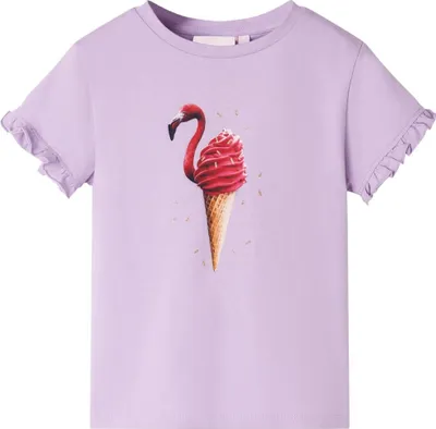 Produktbild von Kinder T-Shirt Lila Gr. 116 mit Flamingo Eiscreme Aufdruck