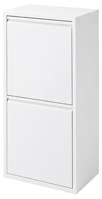 Immagine prodotto di Contenitore per rifiuti Relaxdays, con 3 scomparti, capacità totale 18 litri (2 scomparti da 11 litri), con coperchio a ribalta, contenitori interni removibili, in metallo, da appoggio o da montare a parete, colore bianco, Immagine generata dall'IA
