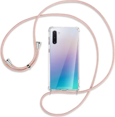 Produktbild von Handykette Backcover-Schutzhülle mit Band (Metall silberfarben) für Samsung Galaxy Note 10 (N970) - roségold