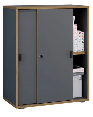 Immagine prodotto di Armadio da ufficio con 2 scomparti | mobile moderno con porte scorrevoli | Dimensioni H. 74 x W. 60 x D. 37 cm – Salia 2 scomparti
