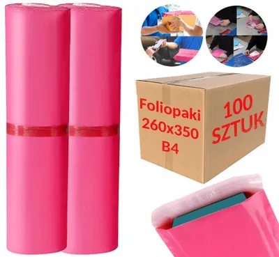 Zdjęcie produktu dla Foliopaki Kurierskie Różowe B4 260x350mm - 100 szt.
