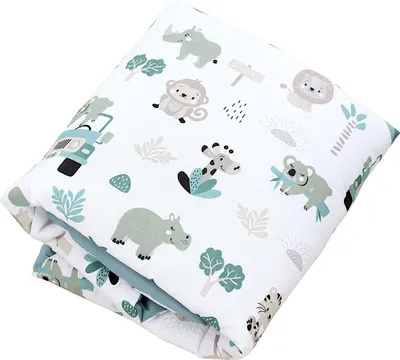 Produktbild von TupTam Baby Spielmatte Kinder Große Spieldecke Gepolstert XXL Krabbeldecke 120 x 120 cm Babyzimmer Schlafteppich, Farbe: Rund 120 cm / Zoo Grün