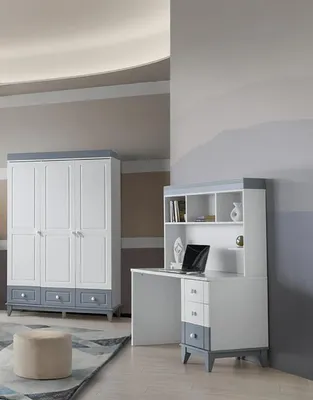 Produktbild von Modernes 2tlg Set mit Kleiderschrank und Schreibtisch Funktionales Design