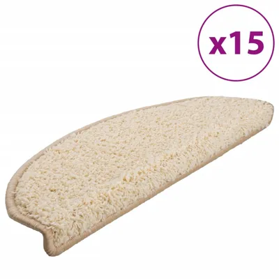 Produktbild von vidaXL Stufenmatten 15 Stk. 65x21x4 cm Creme Halbrund Groß