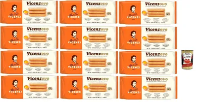 Produktbild von Matilde Vicenzi - Savoiardi Vicenzovo, Traditionelle, einfache und leichte Kekse, hergestellt mit 26% frischen Eiern, Zucker und Mehl, 12x 300 g + Italian Gourmet polpa 400g