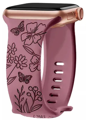 Image de Bracelet pour Apple Watch 38mm-40mm-41mm Series 9 8 SE 7 6 5 4 3 2 1 / Serie 10/11 (42mm) Silicone Violet Motif Papillon