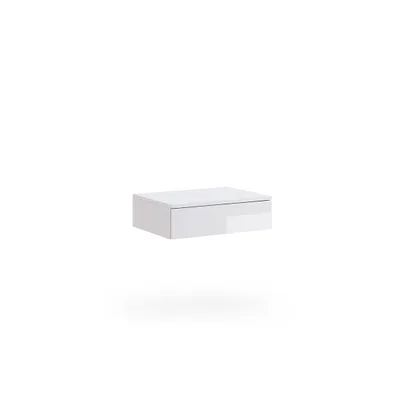 Produktbild von Hängender Nachttisch Hochglanz Weiß – Wand-Nachtschrank mit Schublade 55x16x40 cm
