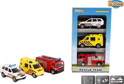 Image de 2-Play 2-Play Dutch pull-back véhicules d'urgence - Véhicule jouet