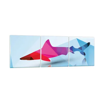 Produktbild von Bilder auf glas - Hai Illustration modern Grafik - 90x30cm - Glasbilder - Wandbilder - Kunstdruck - zum Aufhängen bereit - Wanddekoration aus Glas - Glas Bilder - Wandbild auf Glas - GCA90x30-2813