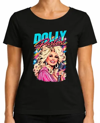 Immagine prodotto di Maglietta da donna, taglia 3XL, nera, con la scritta "Dolly Parton", icona della musica country, cantante, stile retrò, Nashville