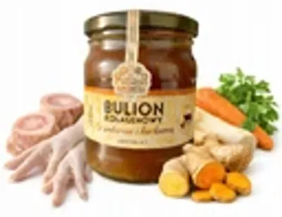 Zdjęcie produktu dla Bulion kolagenowy z imbirem i kurkumą 400 ml - Schronisko Bukowina