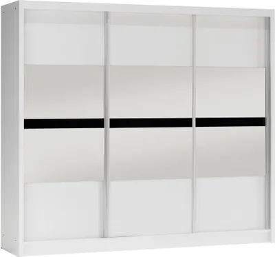 Produktbild von BETTSO Kleiderschrank Schwebetürenschrank mit Spiegel Kleiderstange Garderobe für Schlafzimmer Kinderzimmer oder Wohnzimmer MIBU 250 Weiß