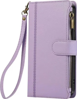 Image de Avizar, étui avec fermeture éclair pour Galaxy S25 / S24, dragonne amovible, lavande