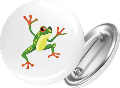 Produktbild von Huuraa Button Frosch Comic 59mm rund mit Sicherheitsnadel Ansteckbutton Geschenkidee