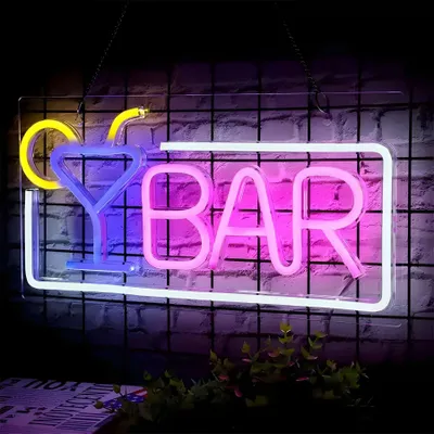 Immagine prodotto di Luce LED NEON, applique decorativa, BAR bianco blu rosa, circa 42 x 22 x 2 cm