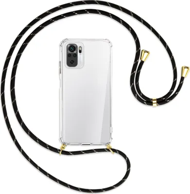 Produktbild von Handykette Backcover-Schutzhülle mit Band (Metall goldfarben) für Xiaomi Redmi Note 10 4G - schwarz/gold