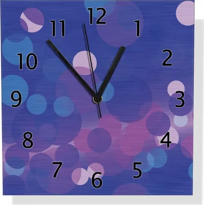 Produktbild von Wallario Design Wanduhr Blaue Kreise mit pink - harmonisches Muster aus Aluverbund, Größe 30 x 30 cm
