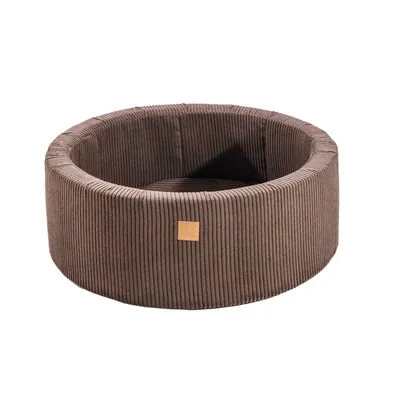 Image de MeowBaby® Piscine à balles ronde Aesthetic 90x30 cm, sans balles, velours côtelé, marron