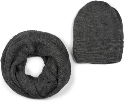 Produktbild von styleBREAKER Uni Winter Set Beanie Strick Loop, Dunkelgrau