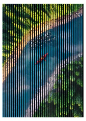 Produktbild von Akustikpaneele mit Digitaldruck Fluss01 19 x 2253 x 2400 mm Fluss MDF PET-Fasern Wandpaneele Blau Grün 4 Einzelplatten