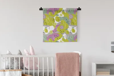 Produktbild von MuchoWow® Wandteppich Wandbehang Sommer - Zitronen - Flecken 60x60 cm Tapisserie Dekoration Wandtuch - Dekorationen - Wand Decke