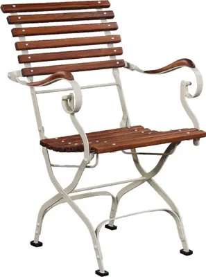 Produktbild von Casa Padrino Luxus Jugendstil Gartenstuhl mit Armlehnen Braun / Cremefarben 60 x 55 x H. 90 cm - Garten & Terrassen Stuhl - Jugendstil Garten & Terrassen Möbel