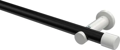 Produktbild von Interdeco Gardinenstange / Vorhangstange Schwarz / Weiß, Typ Platon Santo (Kappe) ohne Ringe, 20 mm Ø 1-läufig, 600 cm
