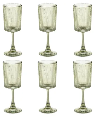 Productafbeelding van Mica Decorations Grigio Wijnglas Groen - Wijnglas met Subtiele Ribbelstructuur - Glazen Wijnglas voor Wijn, Water en Feestelijke Drankjes - Rond Model - H19 x Ø7 cm