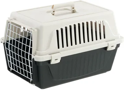 Produktbild von Transportbox für Haustiere – Transportbox für Katzen – Sicheres Reisen – Gute Belüftung – 32x48x29 cm – Schwarz