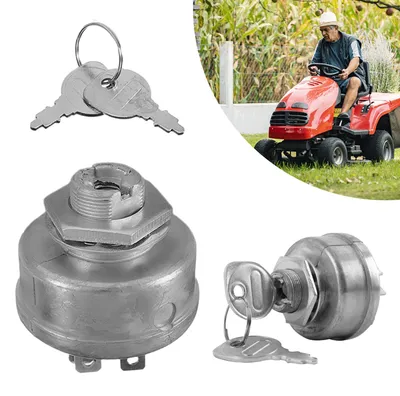 Productafbeelding van Contactslot tractor, universeel: Nizirioo 12V contactslot-startschakelaar, 5-polig met 2 sleutels, geschikt voor grasmaaiers en tractoren