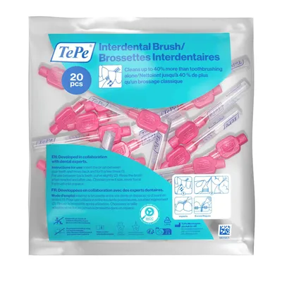 Produktbild von 20-Pack TePe Interdentalbürsten Original Pink, ISO-Größe 0, 0,4 mm, Reinigung der Zahnzwischenräume