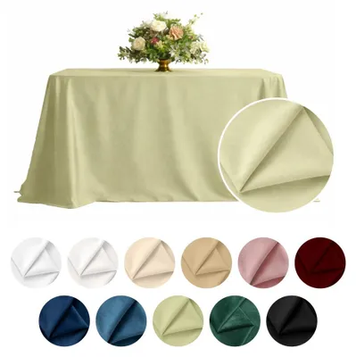 Produktbild von MEBLE ODNOWA, Tischdecke, Matter Samt-Tischdecke, Quadratisch, Olivgrün, 230×230 cm, Velours, Tischschutz, Elegant, Formstabil, Elastisch, Strapazierfähig, Maschinenwaschbar