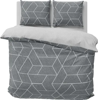 Produktbild von Winter Bettwäsche 200x220 cm geometrisch modern grau silber Flausch Warme Fleece