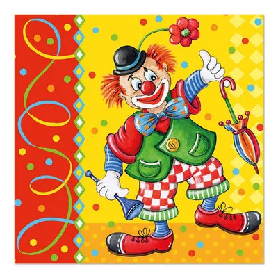 Produktbild von 25200 Servietten, 3-lagig 1/4-Falz 33 cm x 33 cm Clown