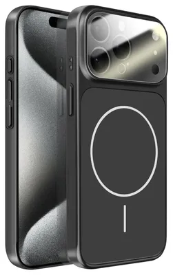 Image de Avizar, coque rigide MagSafe avec verre de protection pour l'appareil photo, pour iPhone 15 Pro, noir