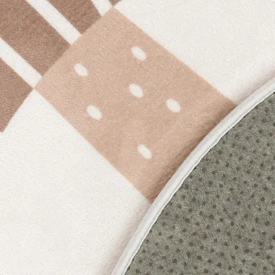 Produktbild von Kinderteppich Teppich Rund Kinderzimmer Spielmatte Rutschfest Löwen Beige Grösse 80 cm Rund