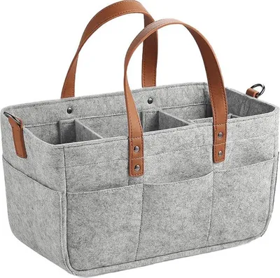 Produktbild von INF Filz-Wickeltasche Organizer - Tragbare Windelwechseltasche für Babyutensilien Grau M