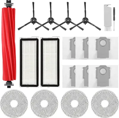 Produktbild von QrevoS Zubehör Ersatz für Roborock Q Revo S, Qrevo Pro Set, Qrevo Plus Saugroboter, 1 Hauptbürste, 4 Seitenbürsten, 2 HEPA Filter, 4 Wischtücher, 6 Staubbeutel, 1 Reinigungsbürste