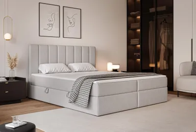 Image de Lit rembourré LEO 200 × 200 cm, lit double / lit p our adolescent, lit classique, lit avec coffre de rangement et surmatelas, coloris gris, Herbi 40