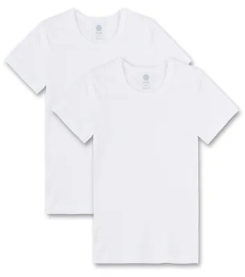 Immagine prodotto di Sanetta, maglietta intima a maniche corte per bambini (confezione doppia), colore bianco, taglia 128